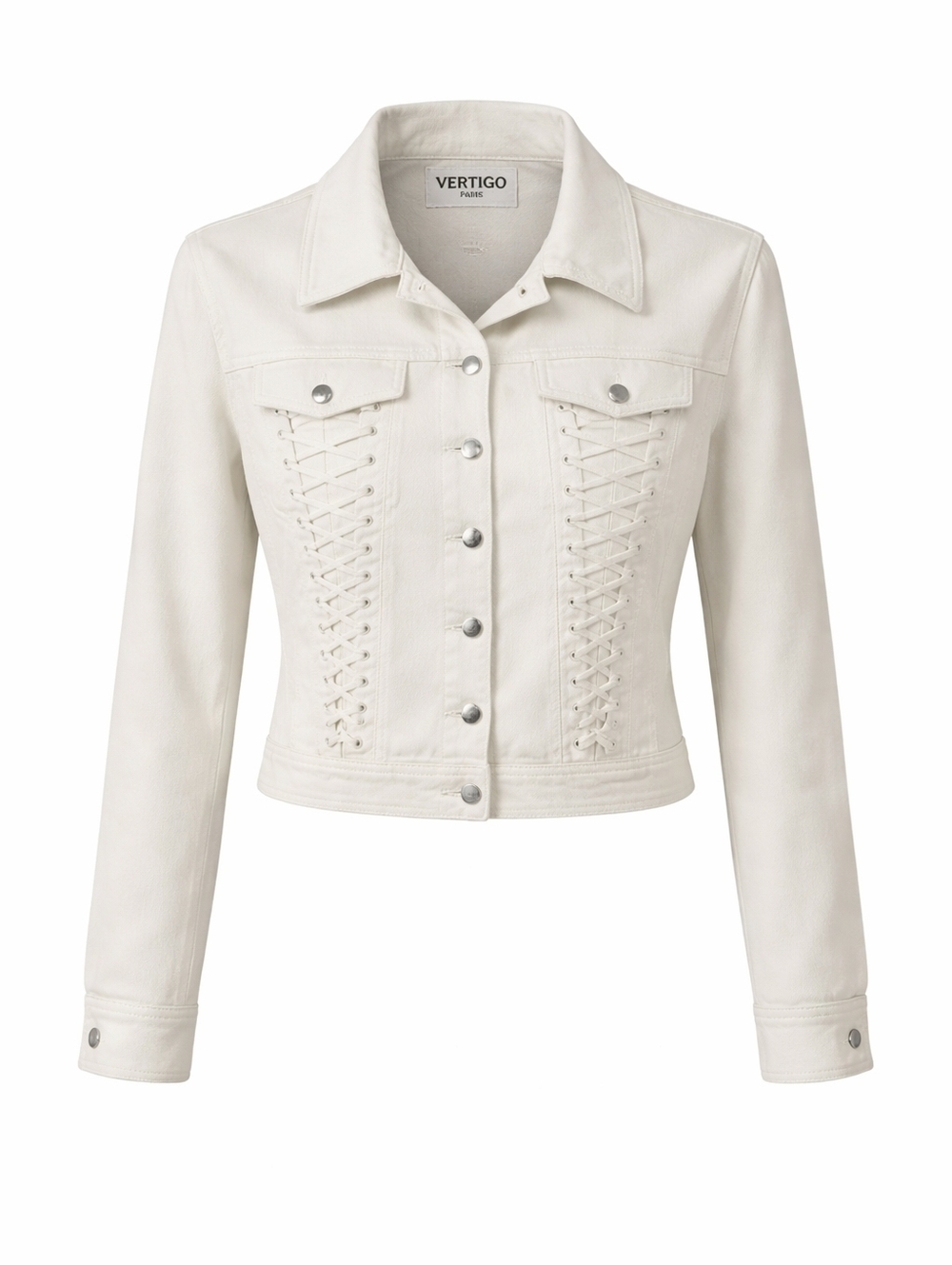 Vertigo Paris Made in France Y2K Cropped Corset Lace Up Jacket Tagged L, Fits M
